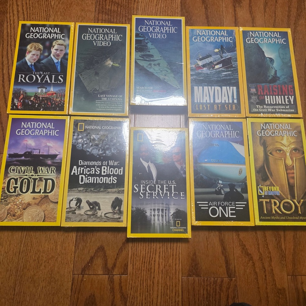 National Geographic VHS Lot 10 Factory Sealed Documentaries History Royals Navy